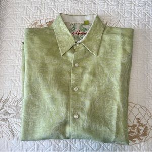 Robert Graham Large Green Floral Paisley Classic Fit Button Down Shirt EUC